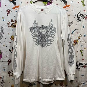 Harley Davidson grey flaming eagle LS t shirt